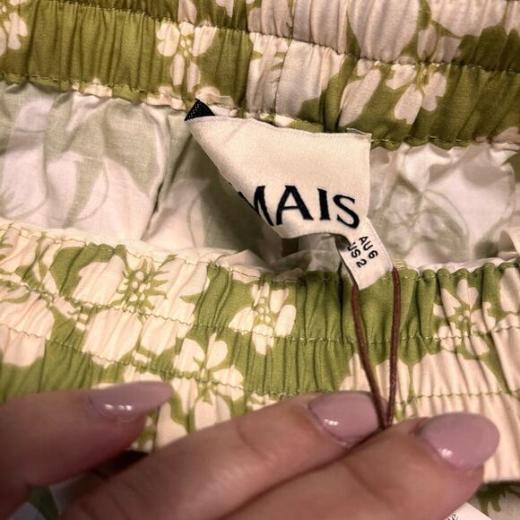 NWT Alemais Green Floral Leisa Shorts Size 2 MSRP $225 Elastic Drawstrin… - Picture 9 of 13